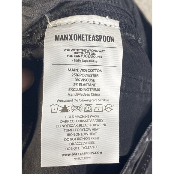 Man x One Teaspoon Mens Black Punk Mr Bones Super Skinny Jeans Size 31R - Picture 8 of 10